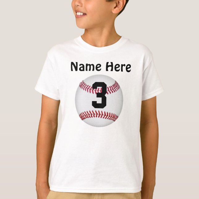 Kids Personalised Baseball Jersey, NAME and NUMBER T-Shirt (Front)
