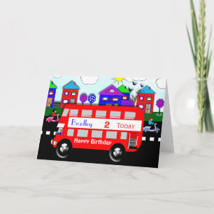 Kids Personalised Big Red Bus Card