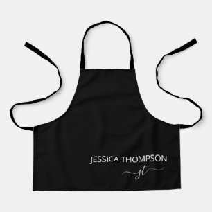 Kids Personalised Black Monogram Name Cute  Apron