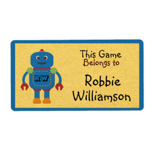 Kids Personalised Blue Robot Toy Sticker