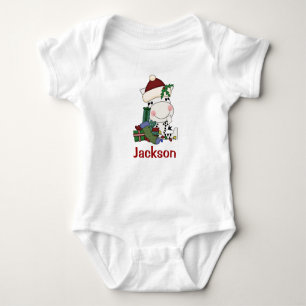 Kids Personalised Christmas Santa Zebra Baby Bodysuit