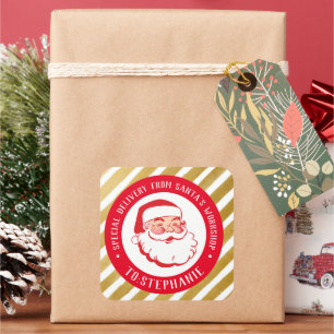 Kids Personalised Christmas Special Delivery  Squa Square Sticker