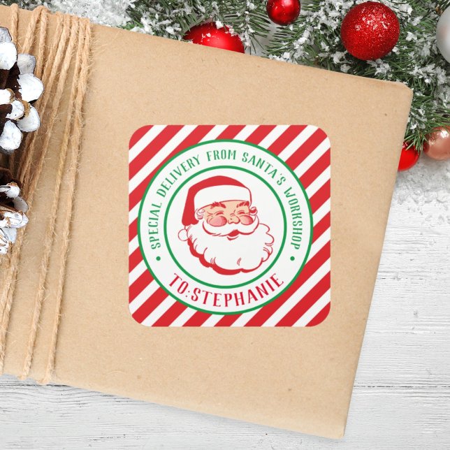 Kids Personalised Christmas Special Delivery  Square Sticker (Creator Uploaded)