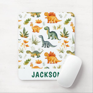 Kids Personalised Cute Dinosaur  Mouse Mat