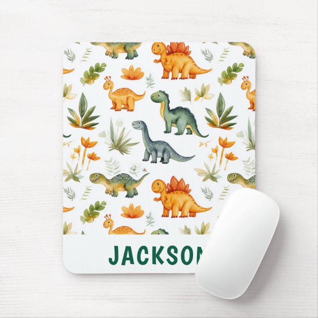 Kids Personalised Cute Dinosaur  Mouse Mat (With Mouse)