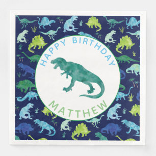 Kids Personalised Dinosaur Birthday Party Pattern Napkin