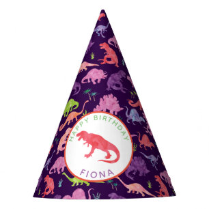 Kids Personalised Dinosaur Birthday Party Purple Hat