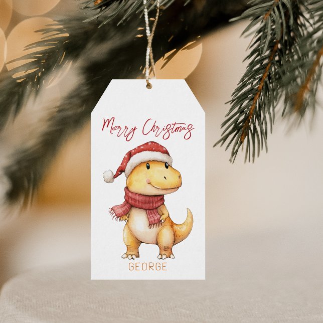 Kids Personalised Dinosaur Christmas Gift Tags (Creator Uploaded)