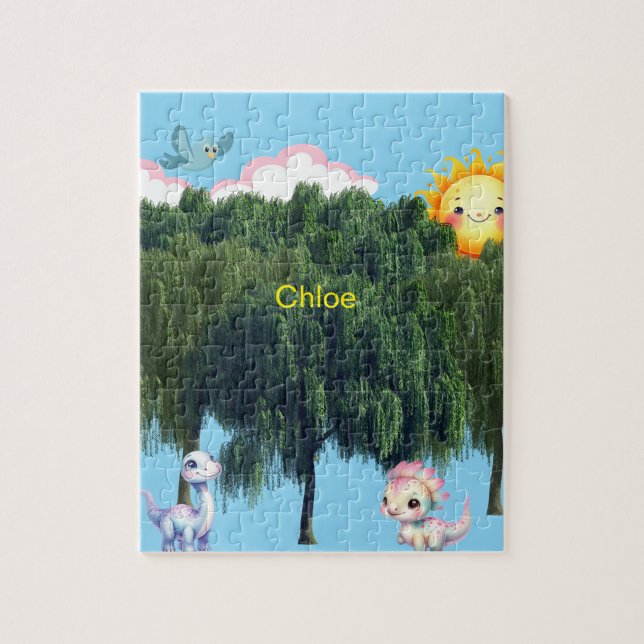 Kids personalised Dinosaur Jigsaw Puzzle (Vertical)