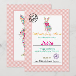 Kids' Personalised Easter Egg-cellance Certificate Invitation