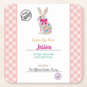 Kids' Personalised Easter Egg-cellance Square Paper Coaster