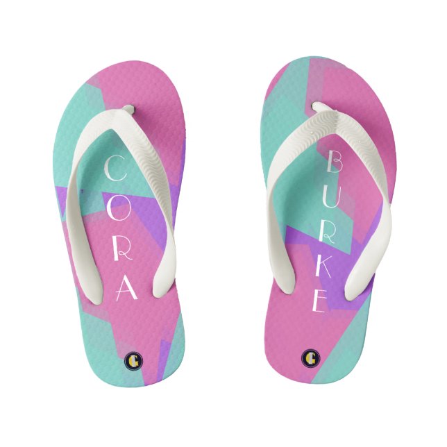 KIDS Personalised Flip Flops (Bubblegum Fun) (Footbed)