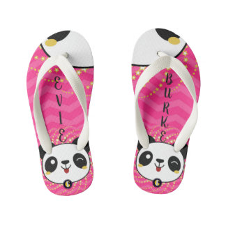 KIDS Personalised Flip Flops (Panda Fun)