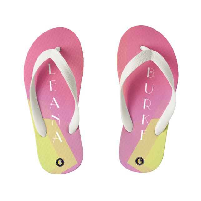 KIDS Personalised Flip Flops (Pink Fun) (Footbed)