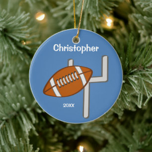 Kids Personalised Football Keepsake Ceramic Tree Decoration