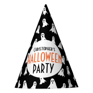 Kids Personalised Ghost Pattern Halloween Party Party Hat