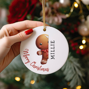 Kids Personalised Gingerbread Man Christmas Ceramic Tree Decoration
