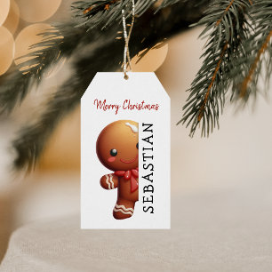 Kids Personalised Gingerbread Man Christmas Gift Tags