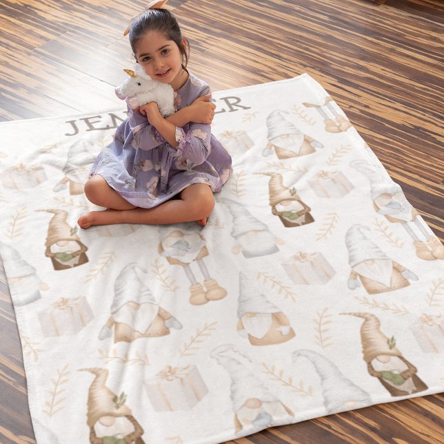Kids Personalised Gnome Fleece Blanket (Creator Uploaded)