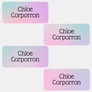 Kids personalised name labels pink purple and teal