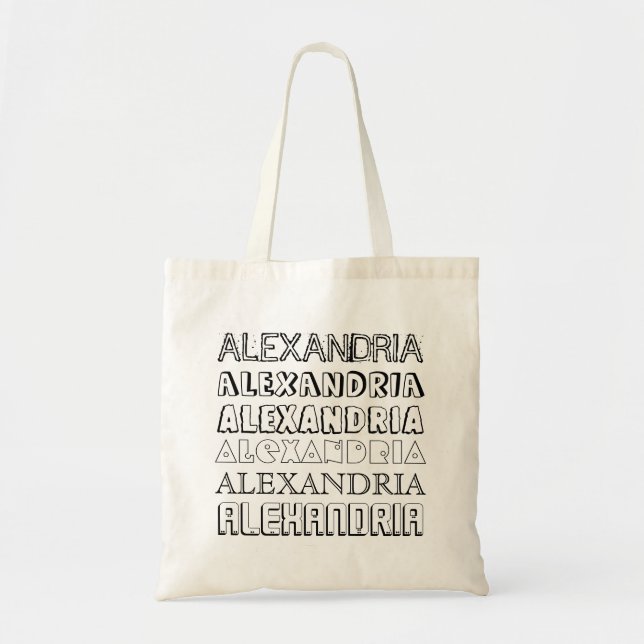 Kids Personalised Name Pattern Colour Your Own DIY Tote Bag (Front)