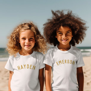 Kids Personalised Name Tee   Gold