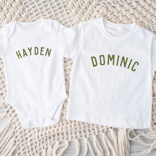 Kids Personalised Name Tee   Olive