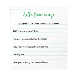 Kids Personalised Notepad for Summer Camp