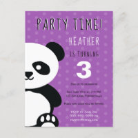 Kids Personalised Panda Kawaii Purple Birthday