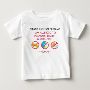 Kids Personalised Peanut, Egg & Shellfish Allergy Baby T-Shirt