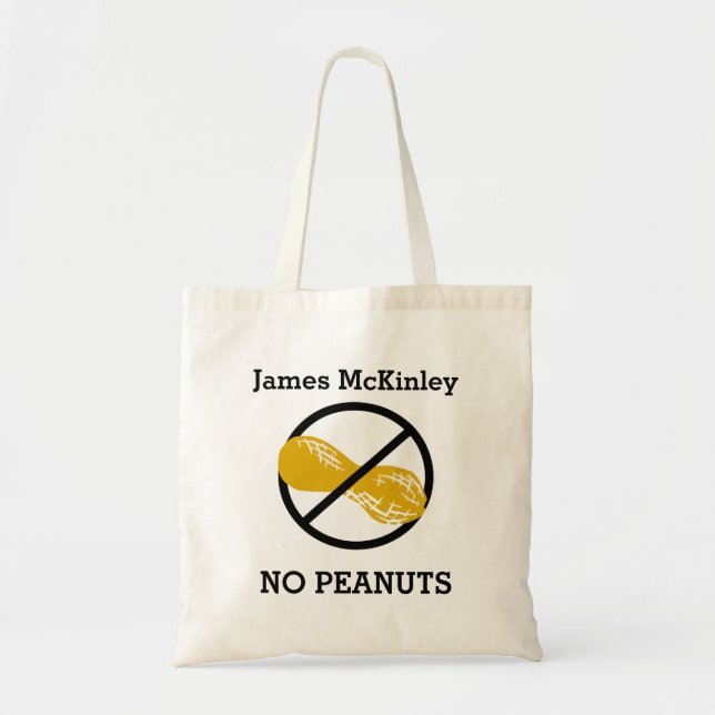 Kids Personalised Peanut Free Allergy Alert Tote Bag (Front)