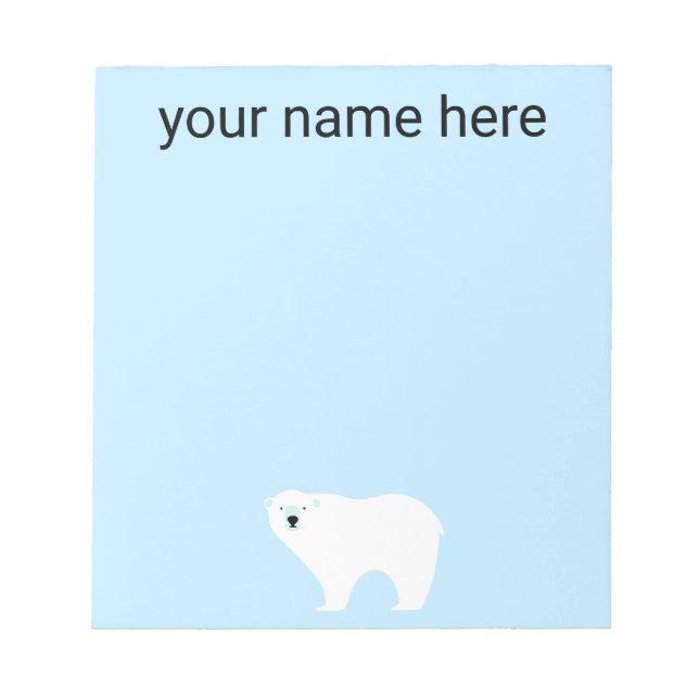 Kids Personalised Polar Bear Notepad (Front)