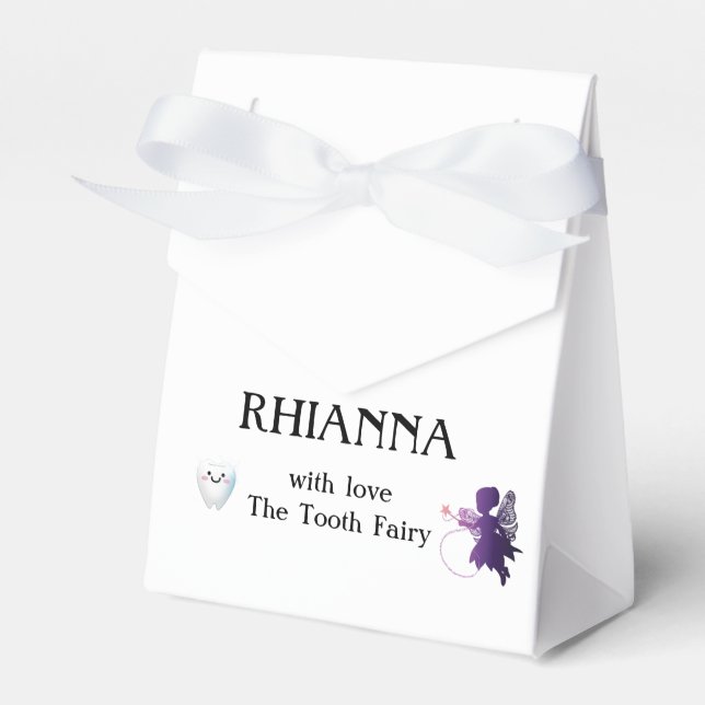 Kids Personalised Purple Tooth Fairy Treat Box (Front Side)