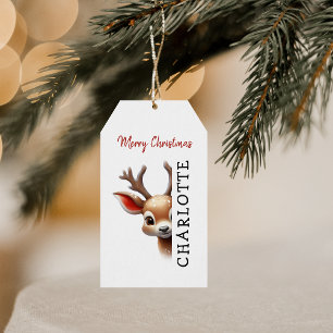 Kids Personalised Reindeer Christmas Gift Tags