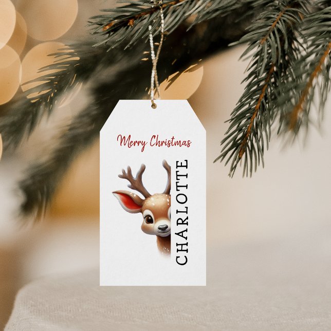 Kids Personalised Reindeer Christmas Gift Tags (Creator Uploaded)
