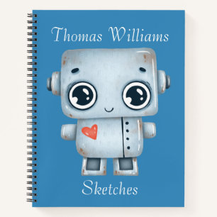 Kids Personalised Robot Sketch  Notebook