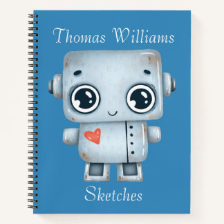 Kids Personalised Robot Sketch  Notebook