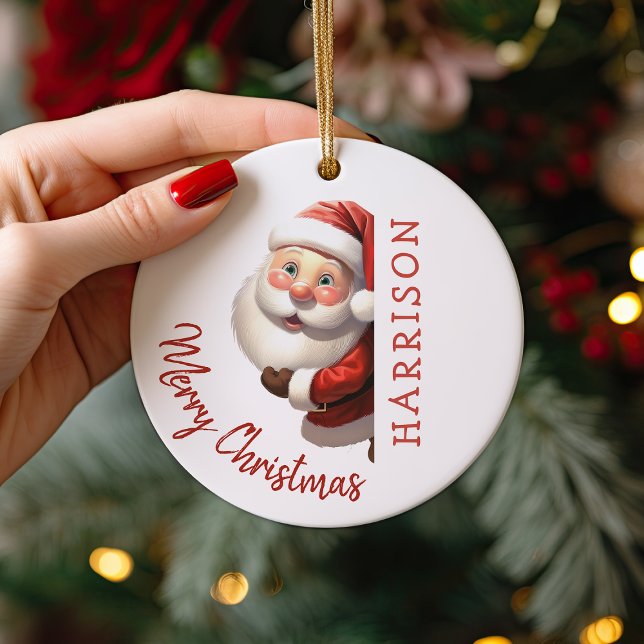 Kids Personalised Santa Christmas Ceramic Tree Decoration (Creator Uploaded)