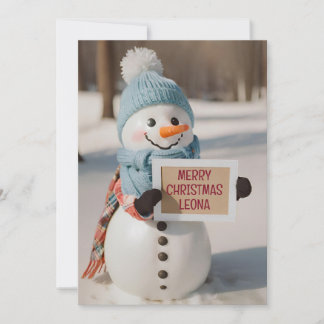 Kids Personalised Snowman Greeting Novelty Holiday Card