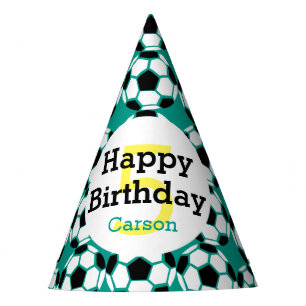 Kids Personalised Soccer Ball Happy Birthday Sport Party Hat