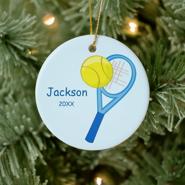 Kids Personalised Tennis Keepsake Ceramic Tree Decoration (Tree)
