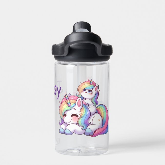 Kids Personalised Unicorn  Water Bottle (Back)