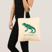 Kids Personalised Watercolor Dinosaur T-Rex Tote Bag (Front (Product))