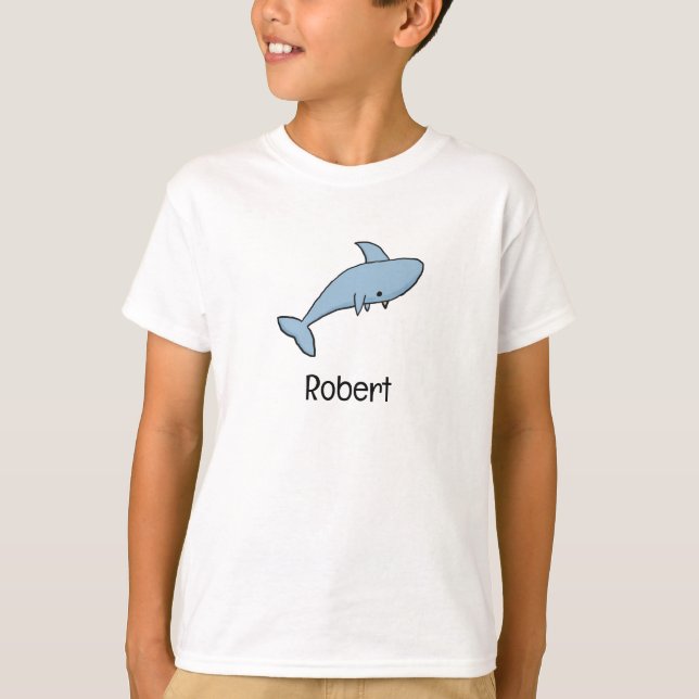 Kids Personalized Cartoon Shark T-Shirt (Front)