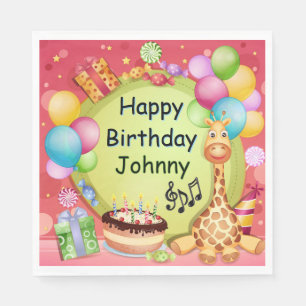 Kids Personalized Happy Birthday Napkin