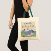 Kids Personalized Name Whale Beach Tote Bag (Front (Product))