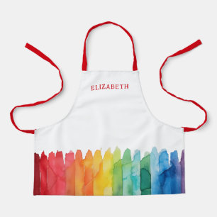 Kids Personalized Rainbow Watercolor School art Apron