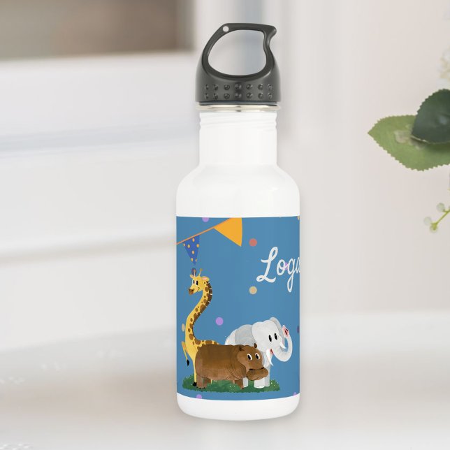Kids Personalized Watercolor Name Safari Bottle (Creator Uploaded)