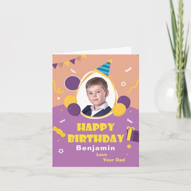 Kids Photo Balloons Greeting  Birthday Card (Front)