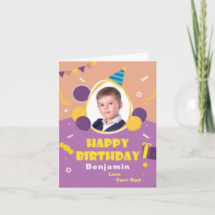 Kids Photo Balloons Greeting  Birthday Card